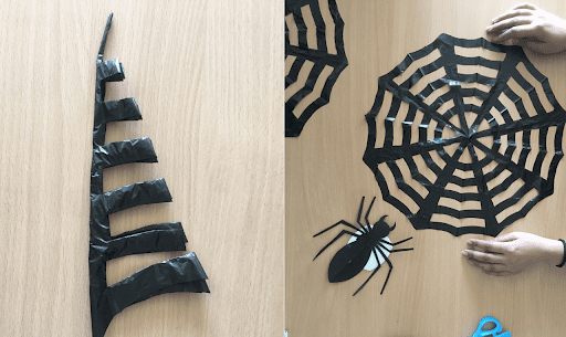 cheap diy halloween decorations - trash bag spider webs