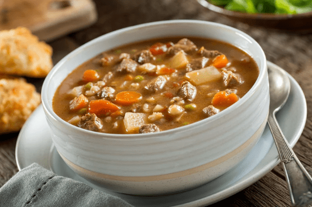 Budget slow-cooked beef and barley soup