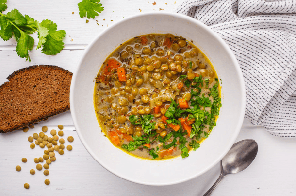 Slow coked lentil and vegetable soup on a budget
